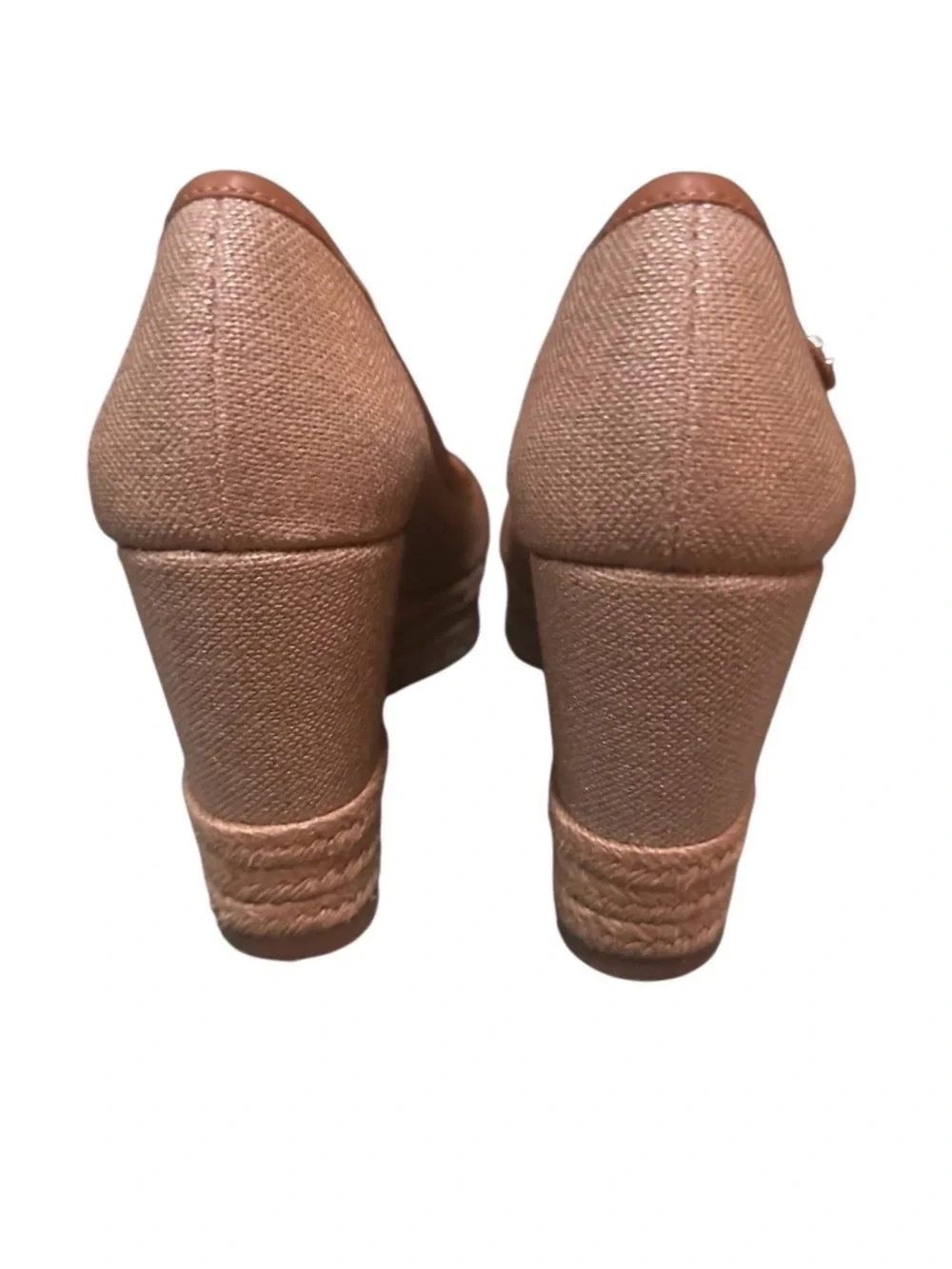 Tory Burch Tan Royal Majorca Wedge Peep Toe Espadrille Size 8 In EUC.